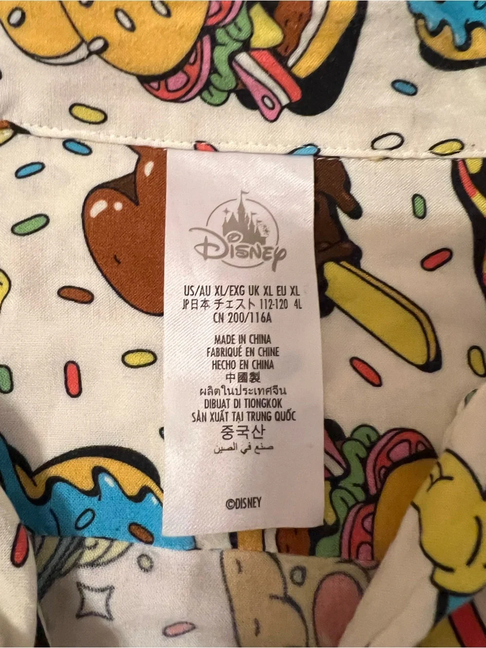 Disney Parks Disney Eats Snack Food Woven Button Up Shirt XL 2024